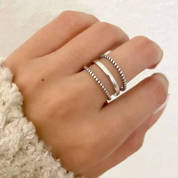 Jewelry - 925 Sterling Silver Layer Stackable Ring Multi Layer Dainty Ring Band